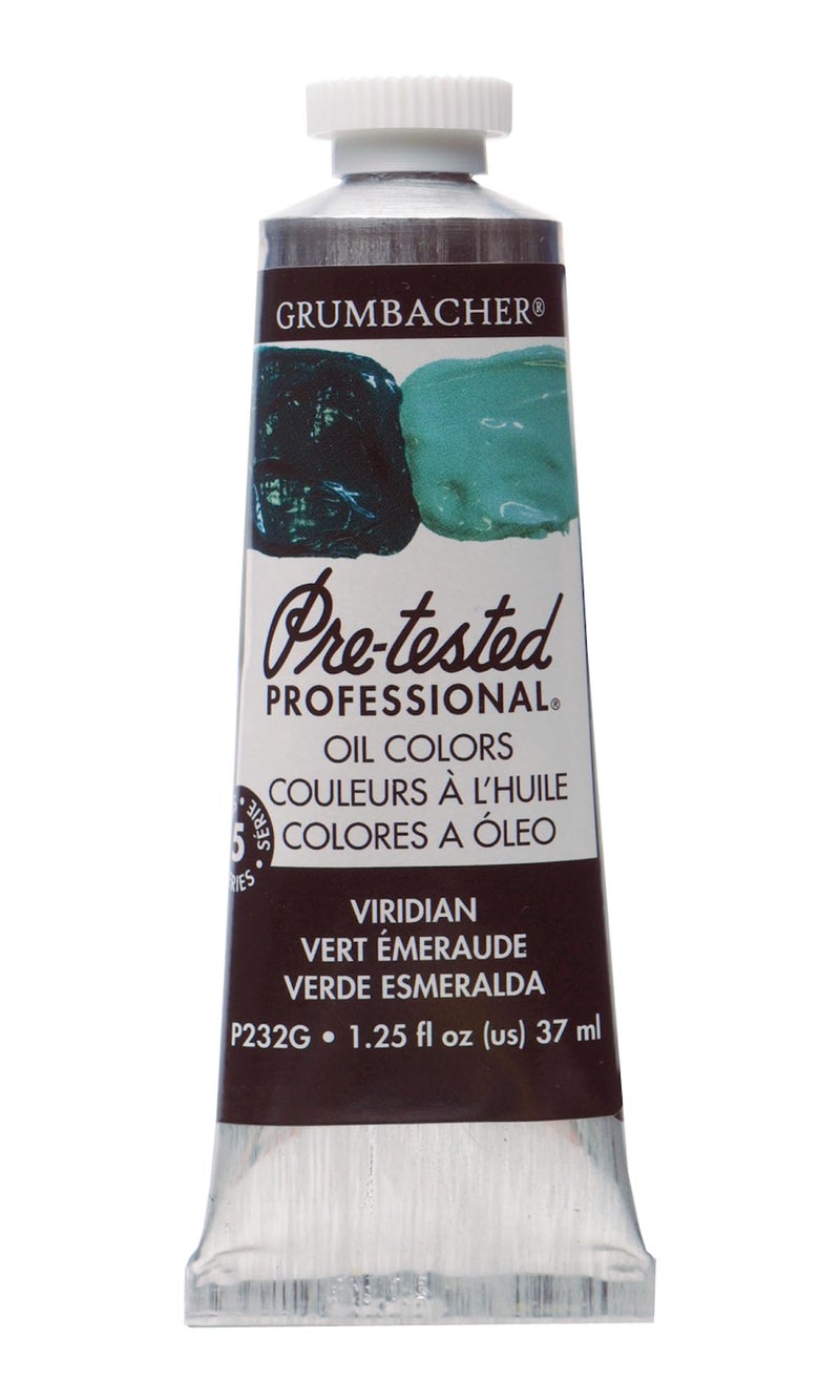 Grumbacher Pre-Tested Oil Paint, 37ml/1.25 Ounce, Viridian (P232G) - Image 1